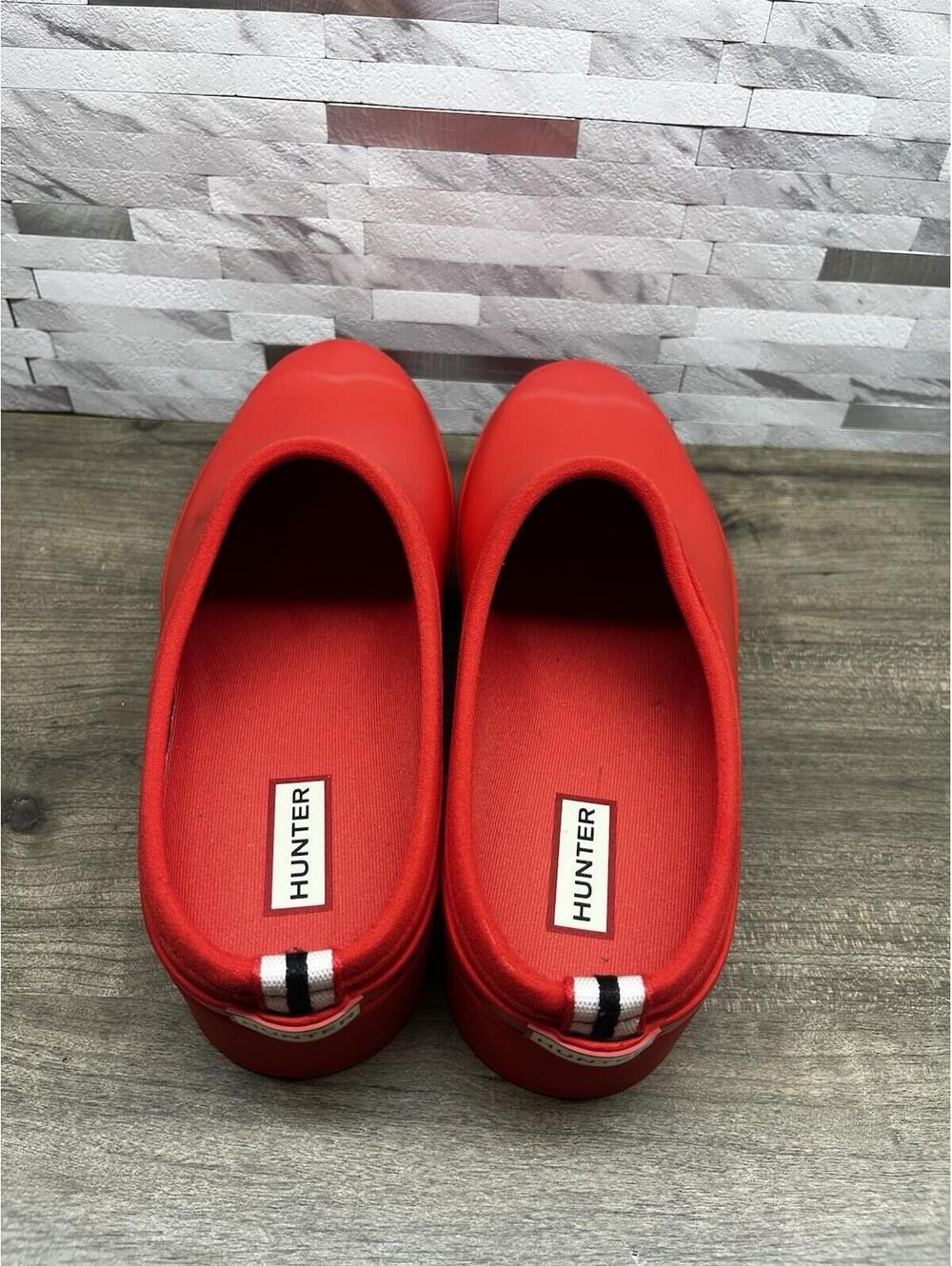 Hunter Original Play Clogs Women’s 11 Red Rubber Rain Shoes Garden Slip On - Picture 2 of 7